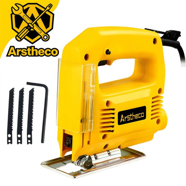 Serra tico tico 900w alta potência com base ajustável e 3 lâminas para cortar madeira e metal