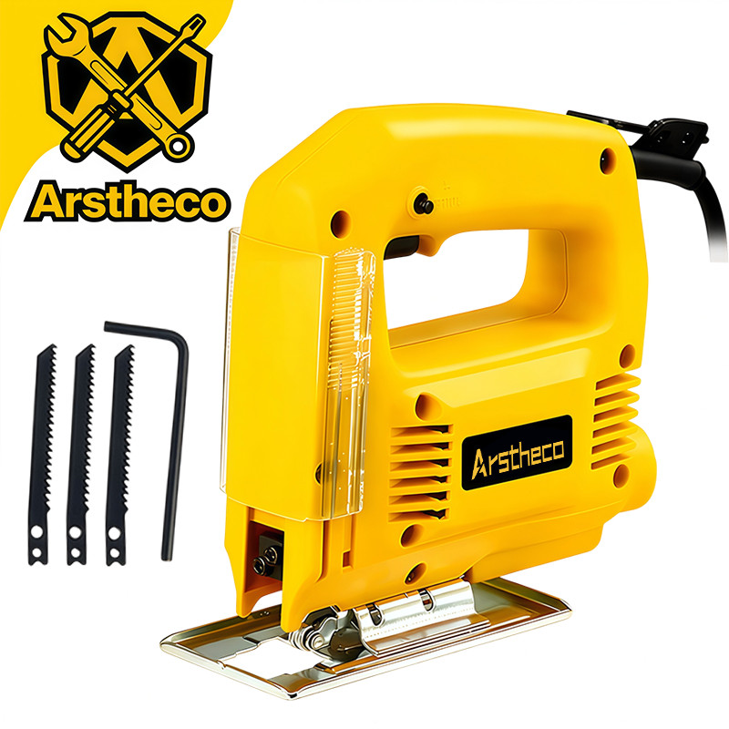 Serra tico tico 900w alta potência com base ajustável e 3 lâminas para cortar madeira e metal