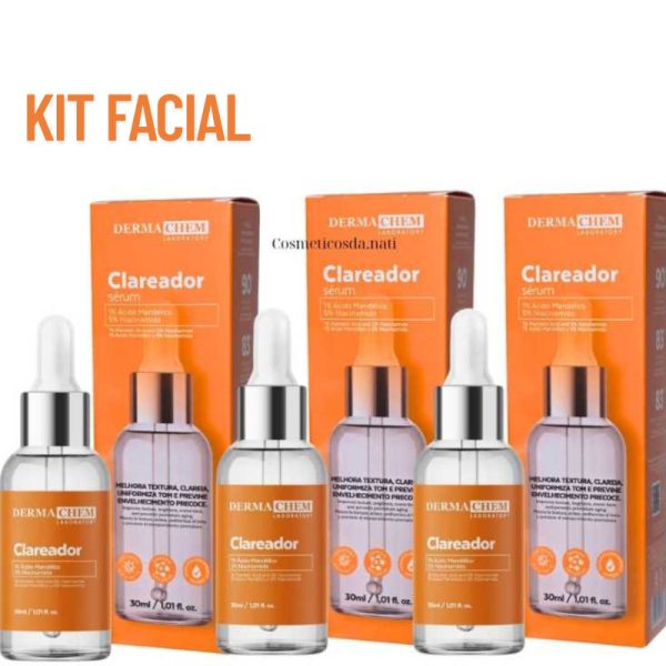 serum facial Clear Clareador Dermachem kit com 4 frascos de 30ml