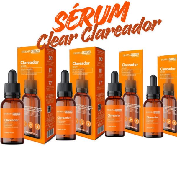 serum facial Clear Clareador Dermachem kit com 4 unidades de 30ml