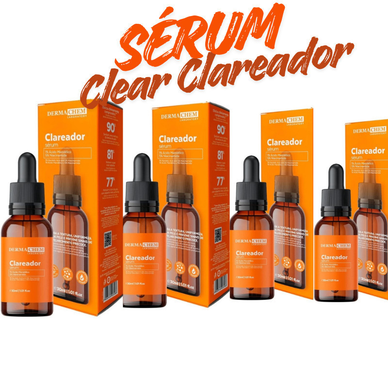 serum facial Clear Clareador Dermachem kit com 4 unidades de 30ml