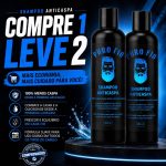shampoo anticaspa Puro Fio 3 em 1 kit com 2 frascos de 250ml para cabelo, barba e bigode