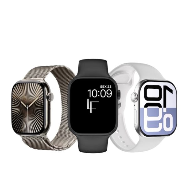smartwatch GS10 Mini 41mm 2026 com monitor de saúde e WhatsApp em pulso feminino