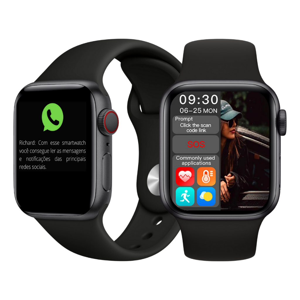 smartwatch Serie 10 tela 45mm com película incluso, modelo unissex Fere Fit