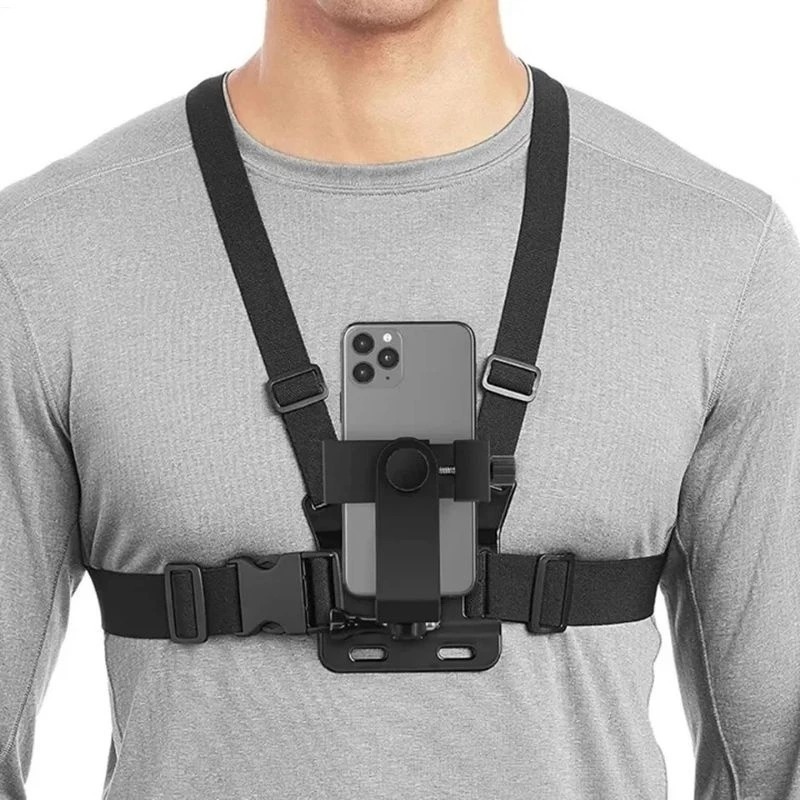 Suporte de peito ajustável para celular e câmera GoPro em motocicleta e bicicleta