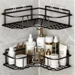 Suporte organizador de metal rack de parede para banheiro e cozinha com prateleiras porta shampoo