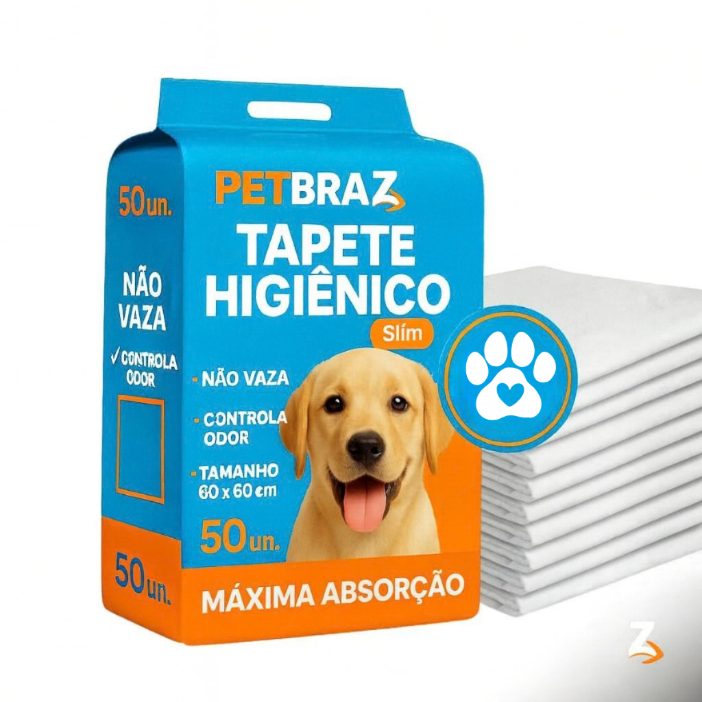 Tapete higiênico descartável para cachorro 60x60 cm pacote com 50 unidades