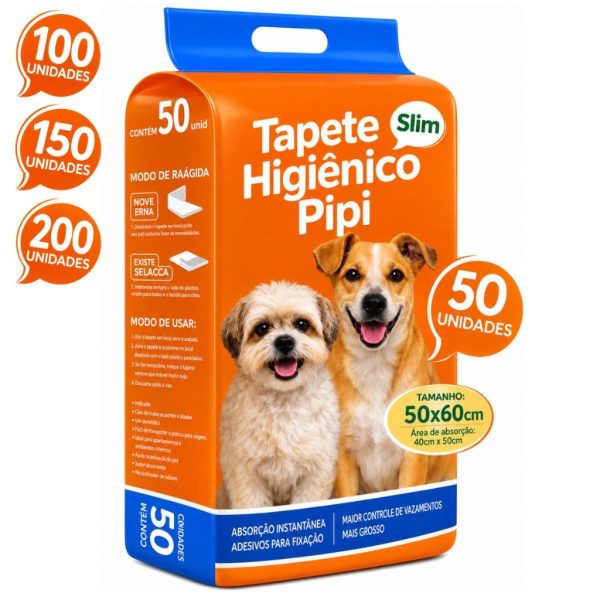 tapete higiênico para cachorro 50 unidades 50x60cm com gel absorvente