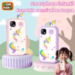 Telefone de brinquedo infantil com gravação instantânea e tela sensível ao toque de alta definição
