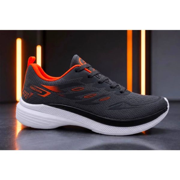 tenis masculino escolar academia FREEDOM cinza gravite e laranja
