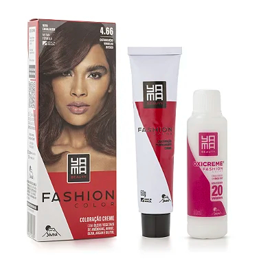 tintura cabelo Yamá Beauty Care Mini Kit Fashion Color 4.66 em embalagem da loja oficial