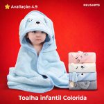 Toalha banho bebê capuz com bichinho bordado para recém-nascido