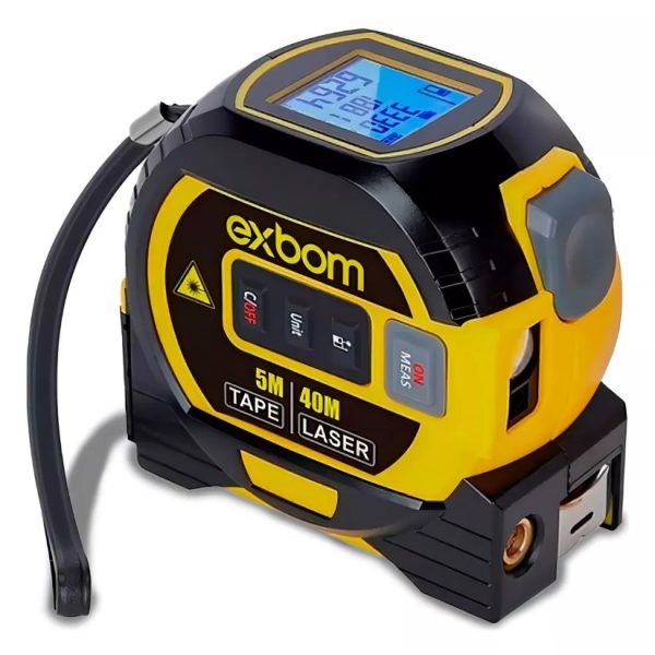 trena nivel 4D EXBOM TEM-Q65 com nível laser, fita métrica e visor digital multi em 1