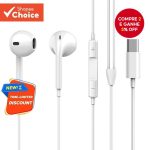 UP18 fones de ouvido Tipo-C com fio, meio intra-auricular, controle inferior e compatível com smartphones