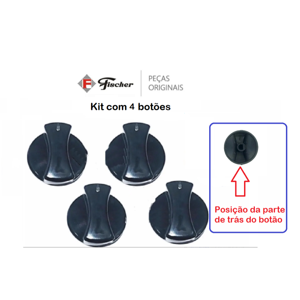 utensílios cozinha: Kit 4 Botão Manipulador Ignição Cooktop Fischer Bisote Original
