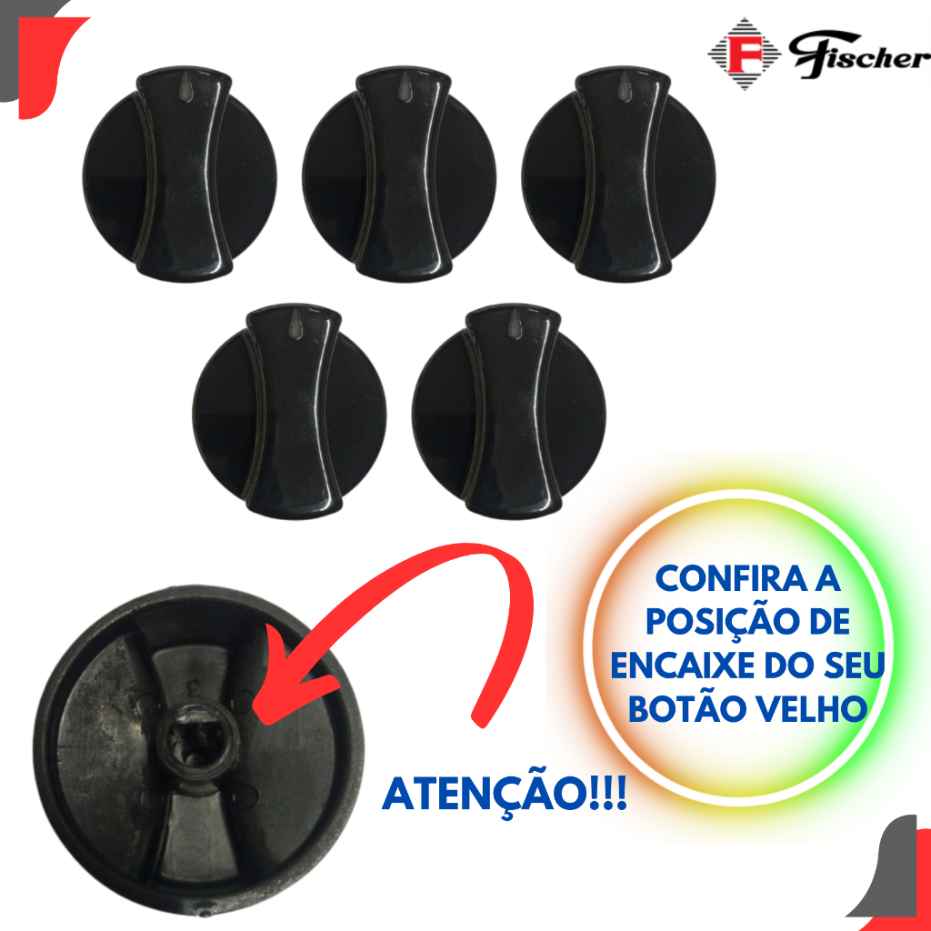 utensílios cozinha: kit com 5 botões para fogão Cooktop Fischer