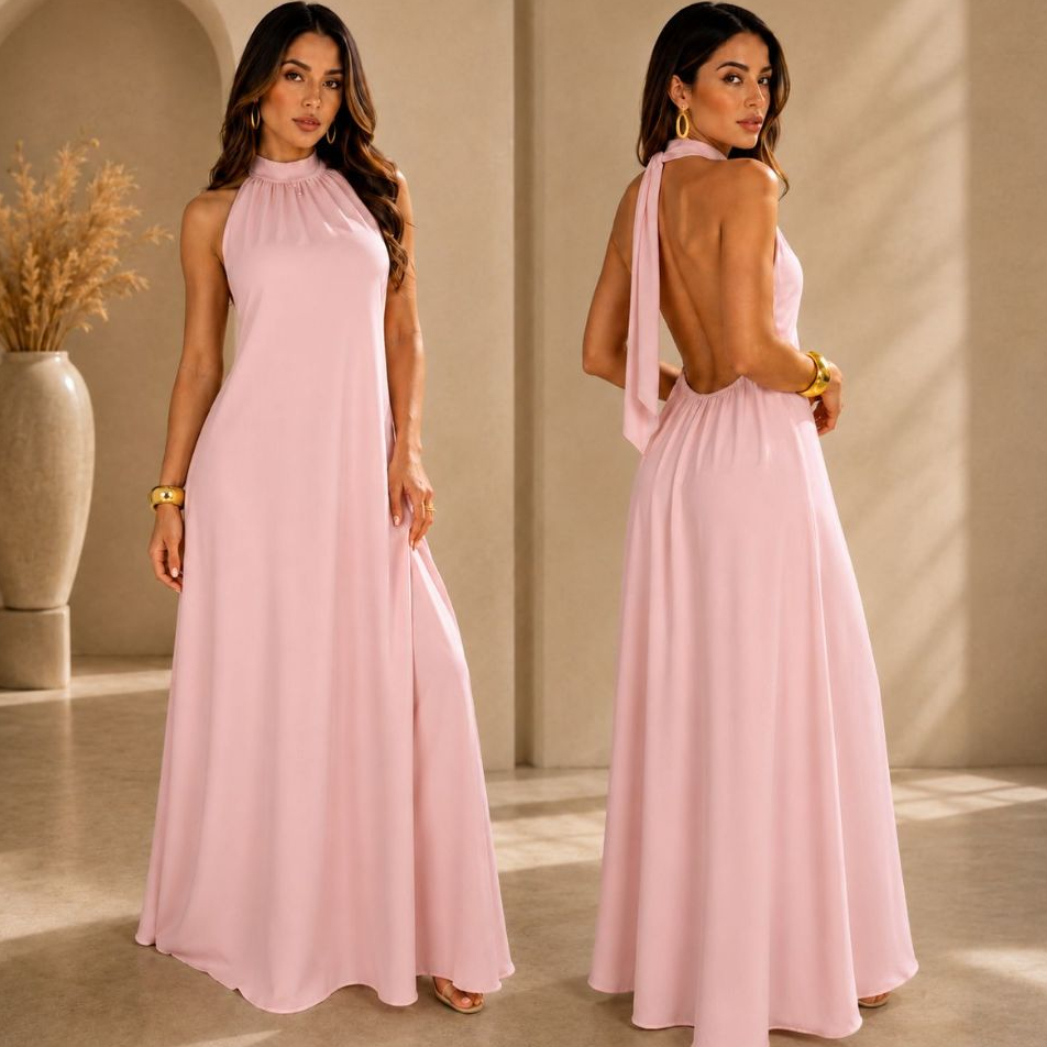 Vestido longo feminino midi branco plus size com frente única e costa nua para festa
